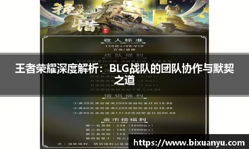 王者荣耀深度解析：BLG战队的团队协作与默契之道